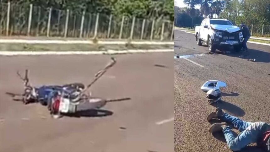 Colisão entre  entre moto e caminhonete mata uma pessoa no Jardim Aeroporto