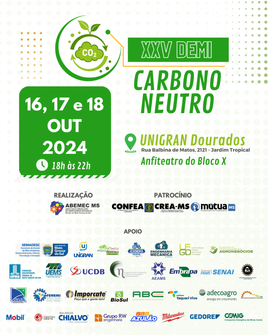 Evento gratuito sobre Carbono Neutro será realizado em Dourados na próxima semana